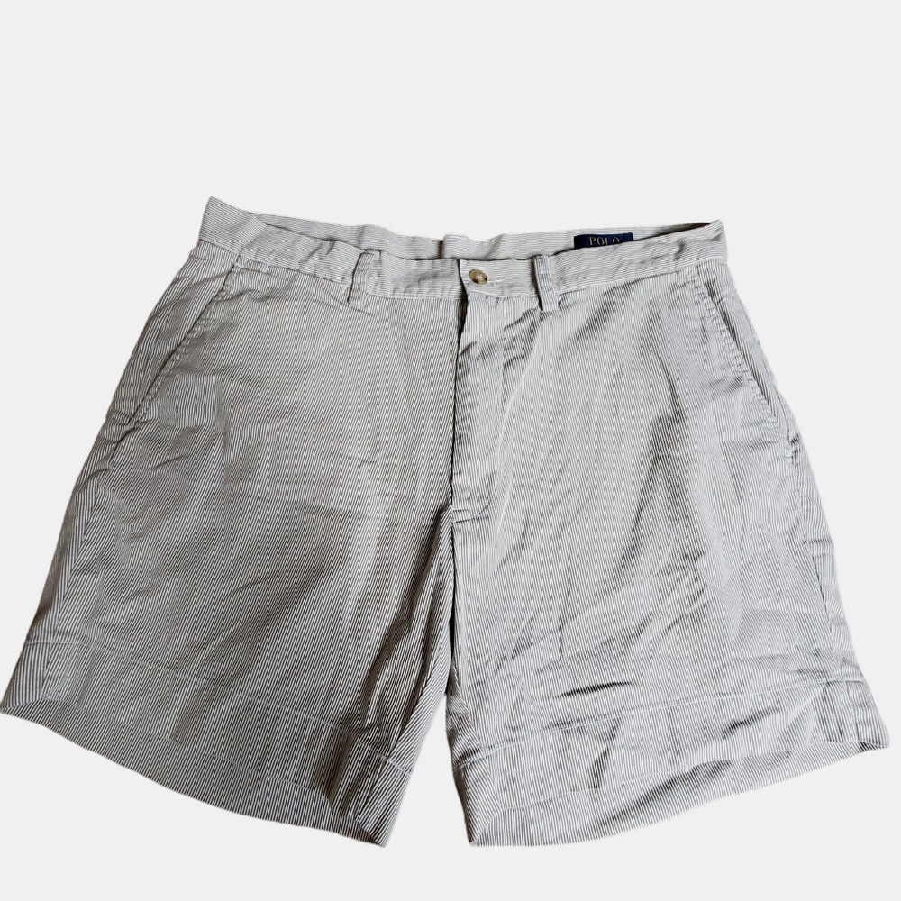 Polo Ralph Lauren Classic Fit 6" Chino Shorts Mens Beige Pinstripe Size 35